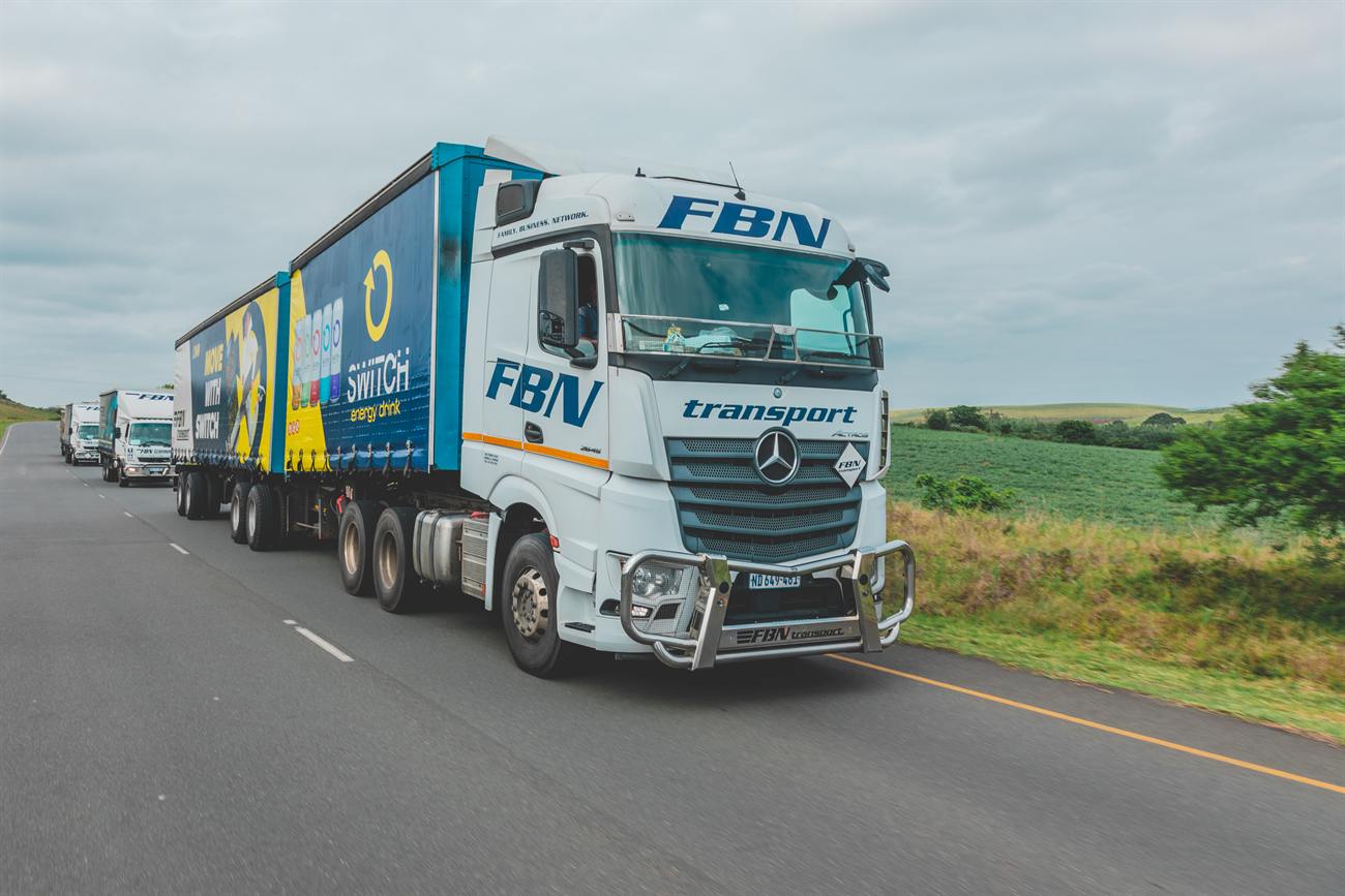 An FBN Transport truck and branded trailer
